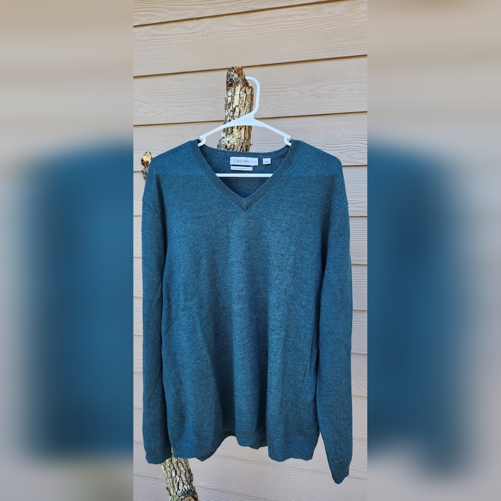 Men's Teal  100% Extra Fine Merino Wool Sweater XXl
